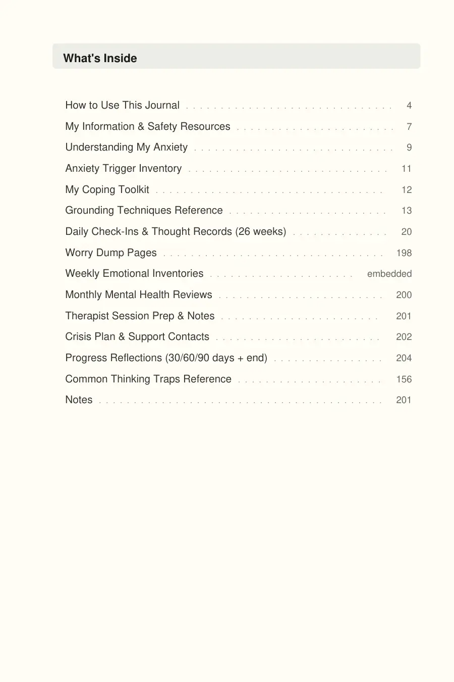 Anxiety Relief & Mental Health Journal interior page preview — structured journal layout