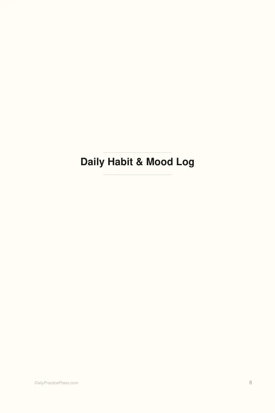 Daily Habits & Mood Tracker interior page preview — structured journal layout