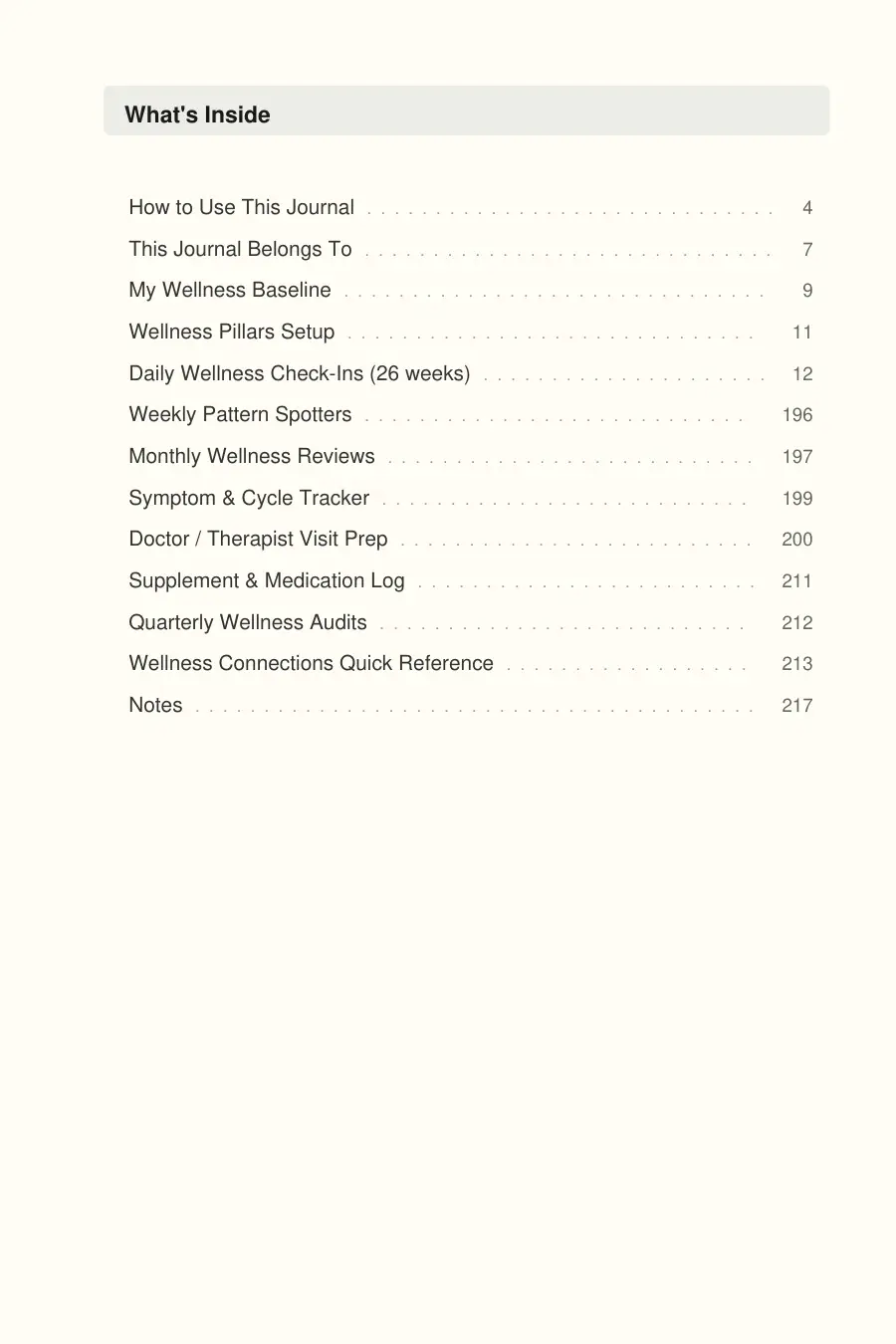 Daily Wellness & Mood Journal interior page preview — structured journal layout