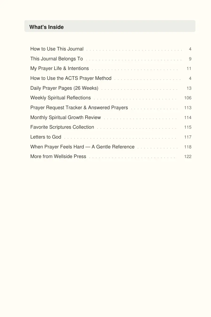 Prayer Journal for Women interior page preview — structured journal layout